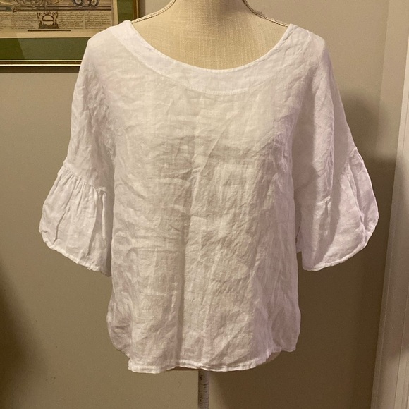 Viola Borghi size L linen blouse white made in Italy - Picture 1 of 8